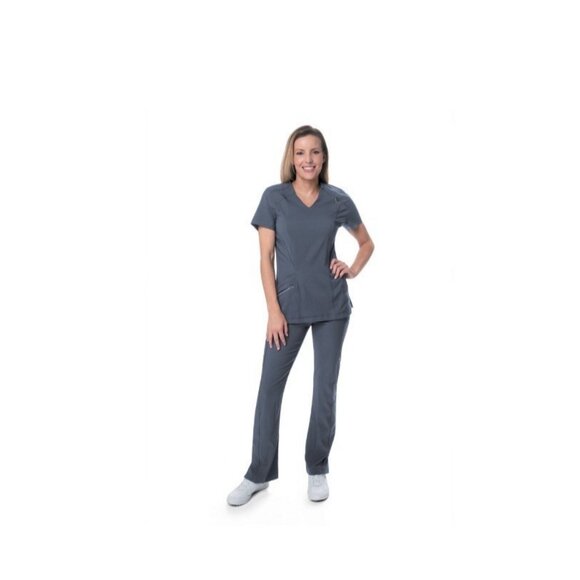 URBANE ALIGN multi pocket cargo pull on women's scrub pants -MEDIUM(Petite) Gray - Picture 5 of 8